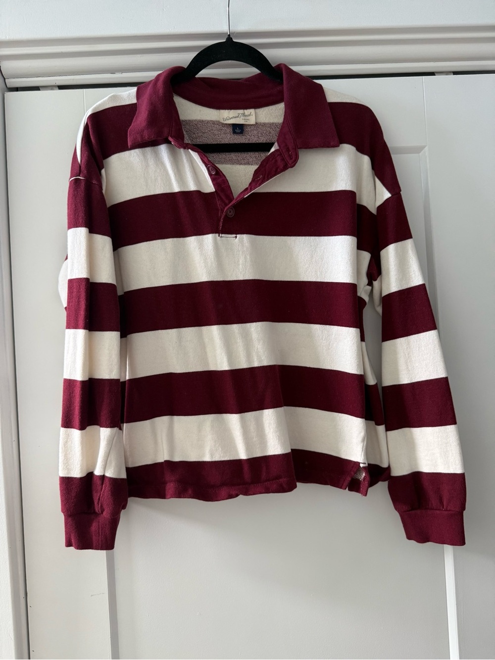 Universal Thread Maroon & White Striped Rugby Polo - Kids